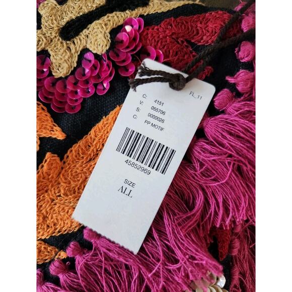 NWT Anthropologie Ibban Clutch Crossbody Bag with sequins & Tassles Boho Pink - Picture 4 of 9